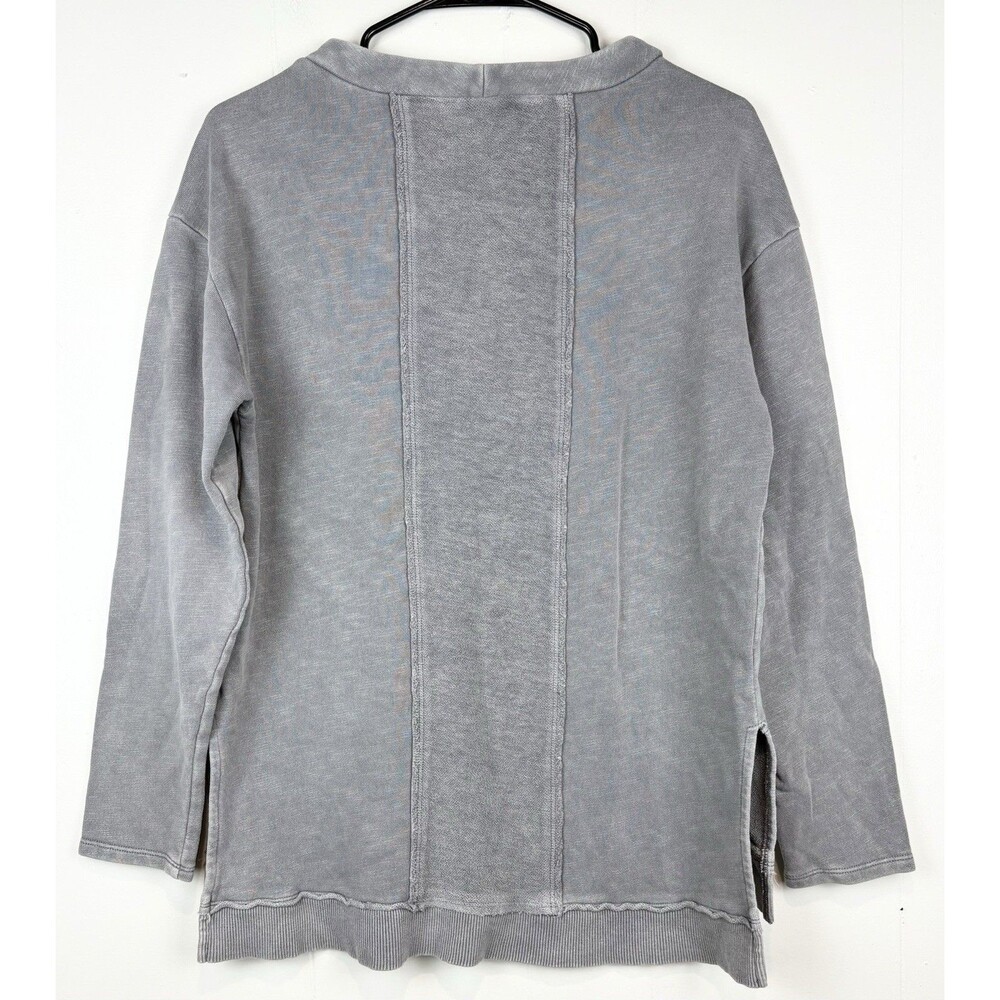 Anthropologie PILCRO SM Sweatshirt Gray Boho Relaxed Cotton - Picture 9 of 12